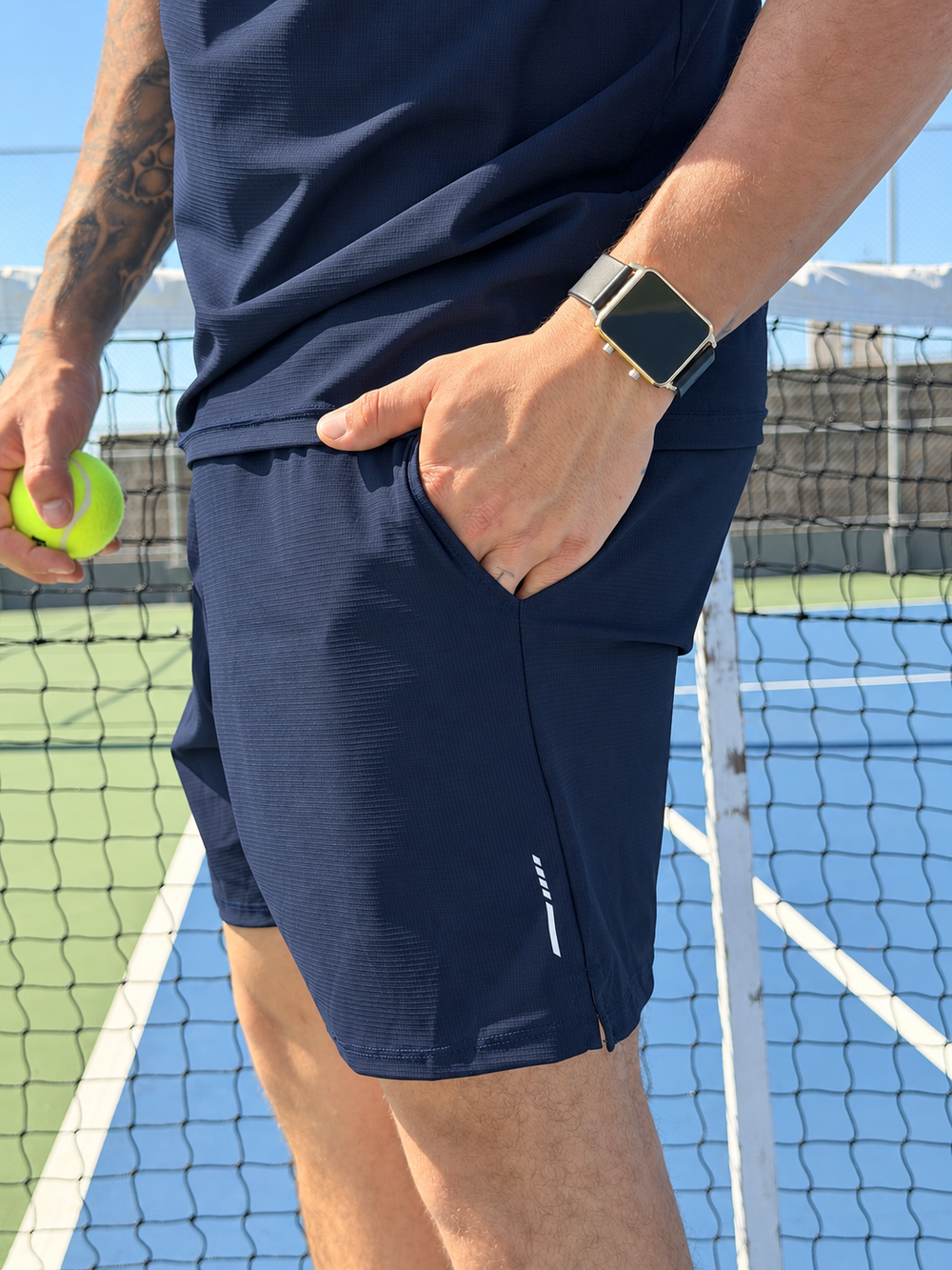 Shorts Masculino Match — Shorts Masculino Marinho Detalhe